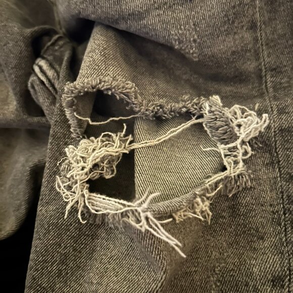 Zara The Skinny Jeans – Gray Distressed Raw Hem Ankle Slit Denim Size 8 - Picture 5 of 13